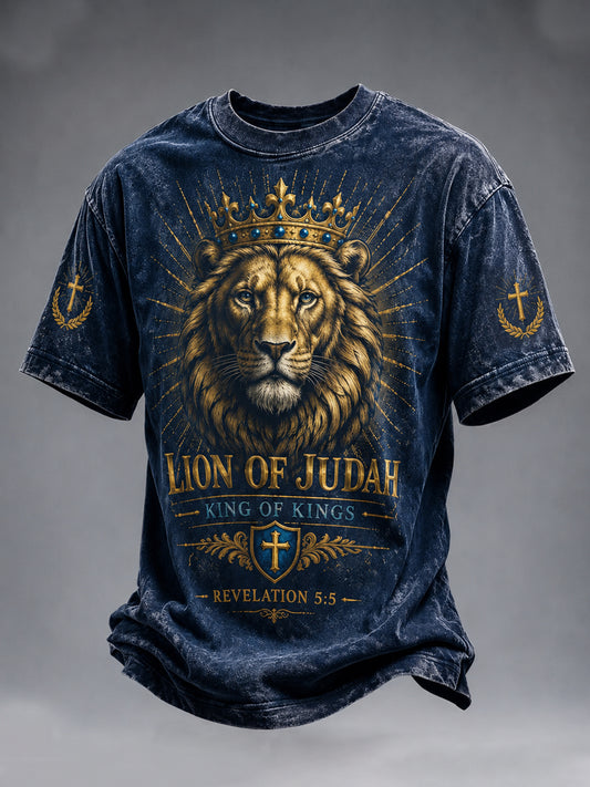Men's Christian Lion of Judah Art Short Sleeve  T-shirt