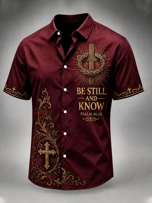 Men's Christian BE STILL Cross Short Sleeve Shirt