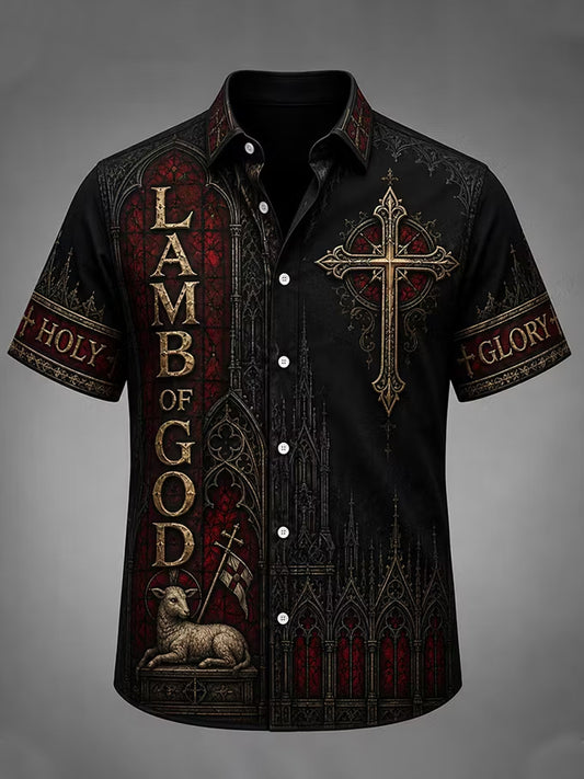 Men's  Christian GOD Cross Short Sleeve Shirt