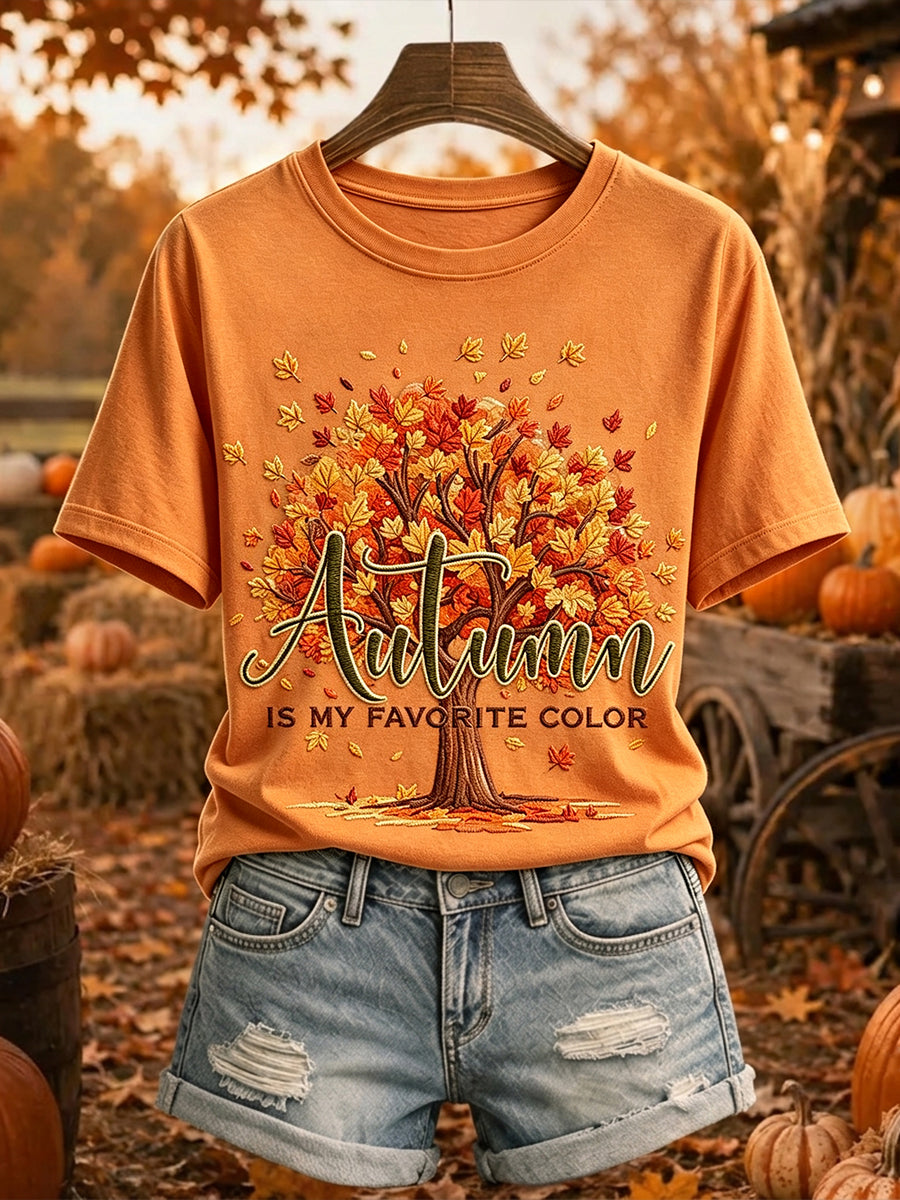 Women's Autumn is my Favorite Color Print Short-sleeved T-shirt