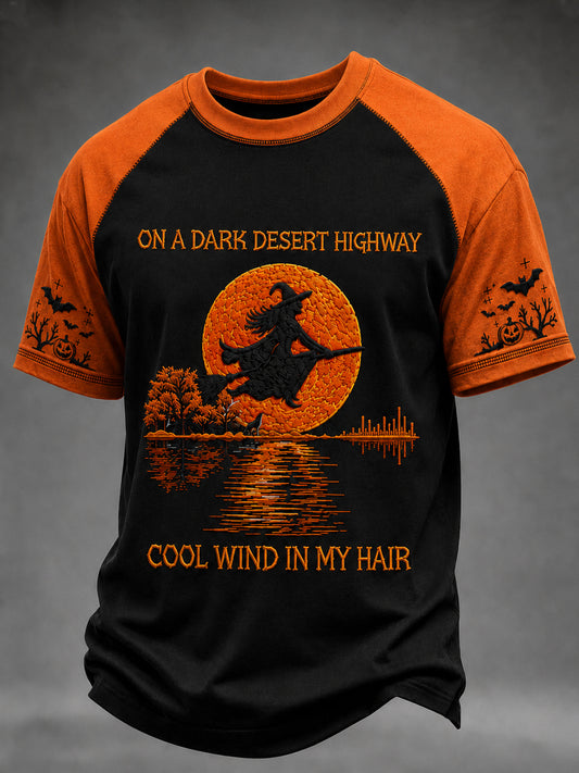 Men's Halloween Witch Pumpkin Bat Short Sleeve T-shirt