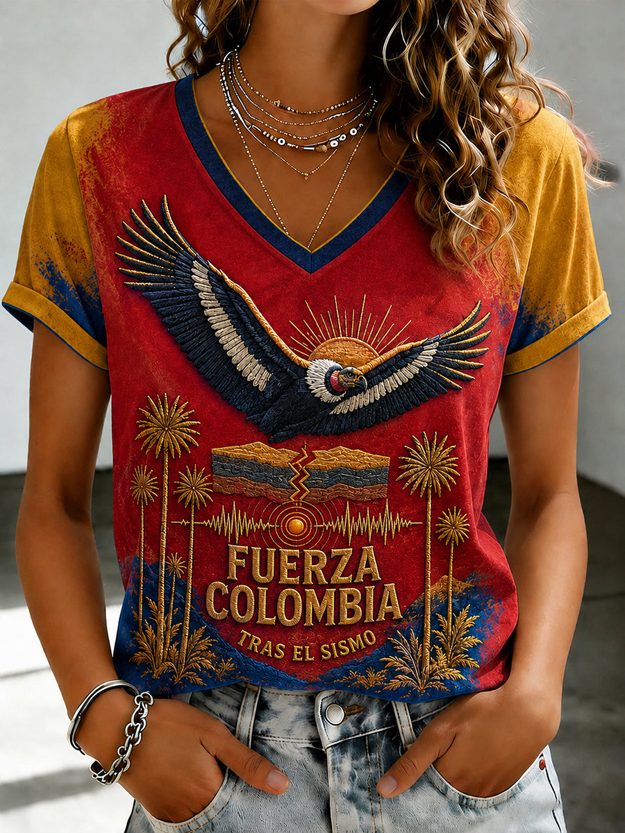 Women's Western Colombia Earthquake Pray For Colombia Print T-shirt