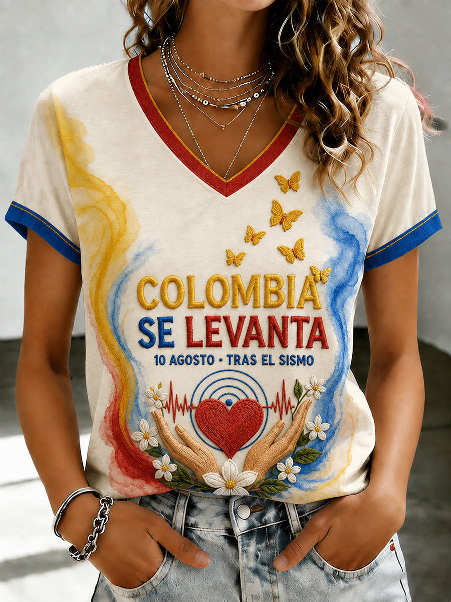 Women's Western Colombia Earthquake Pray For Colombia Print T-shirt