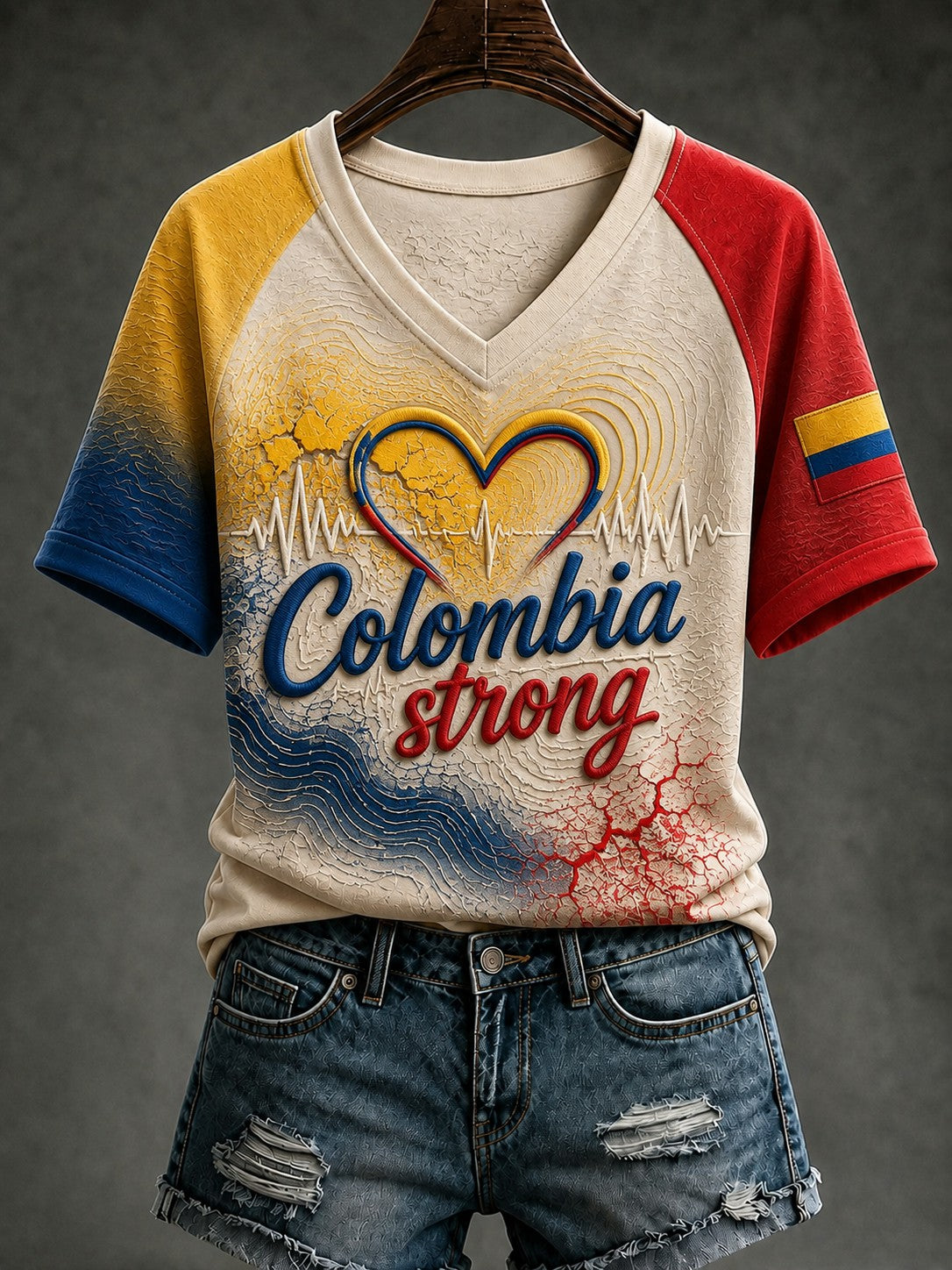 Women's Colombia Strong Printed V-neck T-shirt