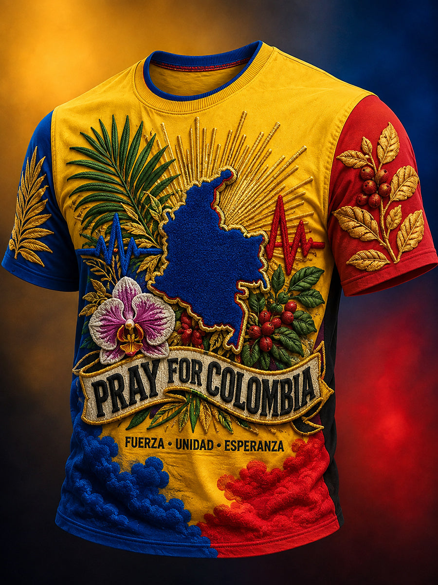 Men's Western Colombia Earthquake Pray For Colombia Print T-shirt
