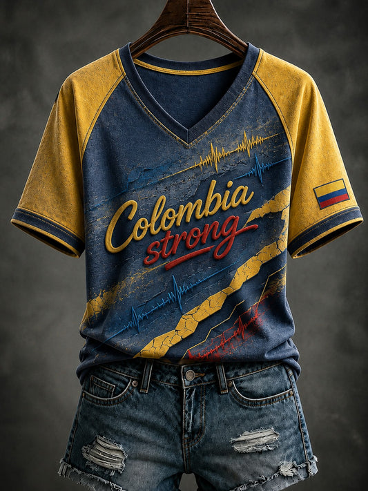 Women's Colombia Strong Printed V-neck T-shirt