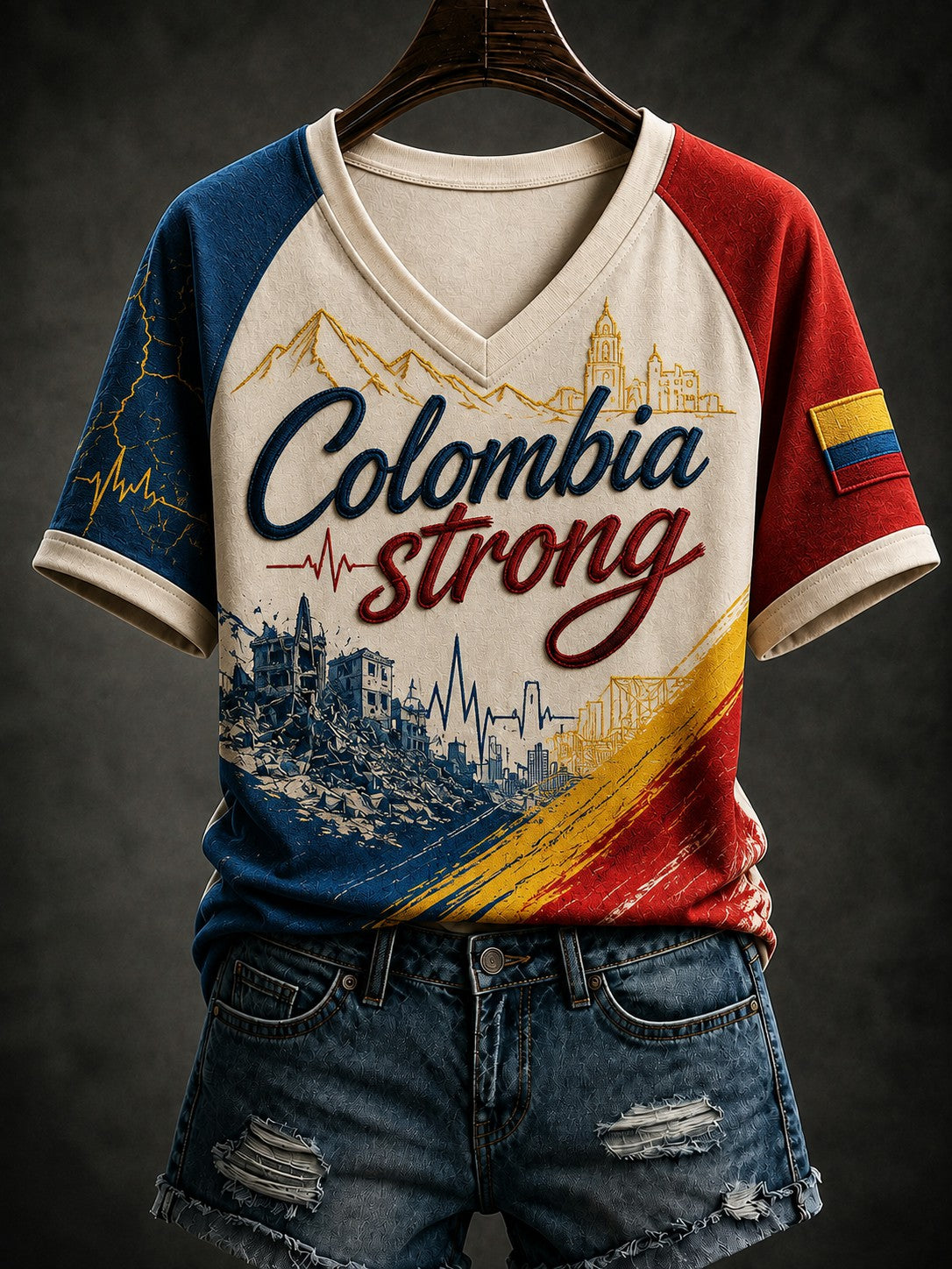 Women's Colombia Strong Printed V-neck T-shirt