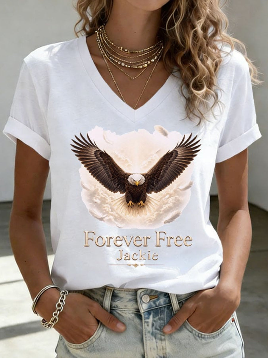 Women's Forever Big Bear Eagle Jackie V-neck T-shirt