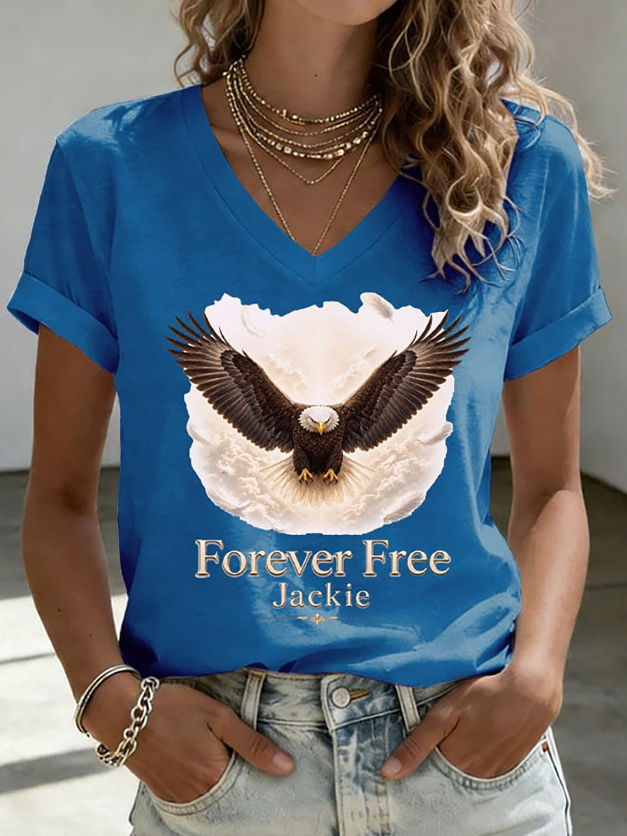 Women's Forever Big Bear Eagle Jackie V-neck T-shirt