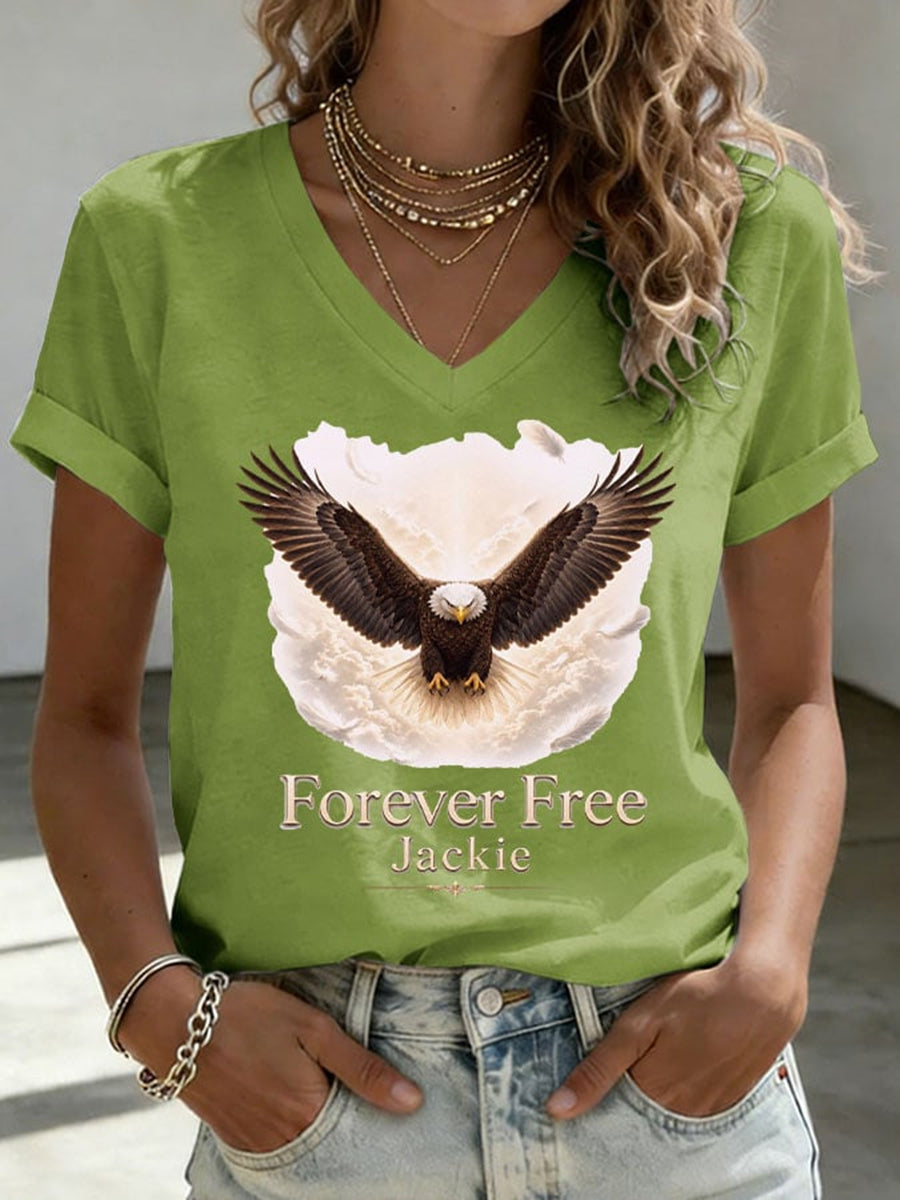 Women's Forever Big Bear Eagle Jackie V-neck T-shirt