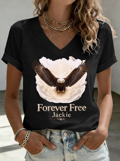 Women's Forever Big Bear Eagle Jackie V-neck T-shirt