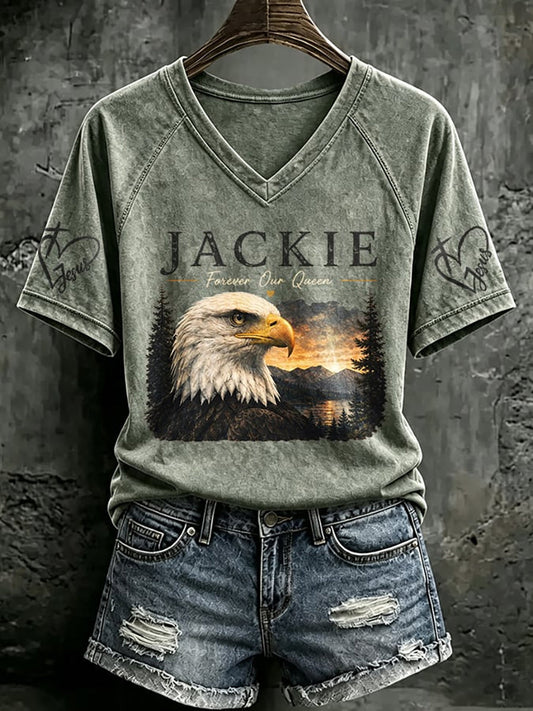 Women's Forever Big Bear Eagle Jackie V-neck T-shirt