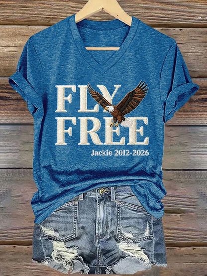 Women's Forever Big Bear Eagle Jackie V-neck T-shirt