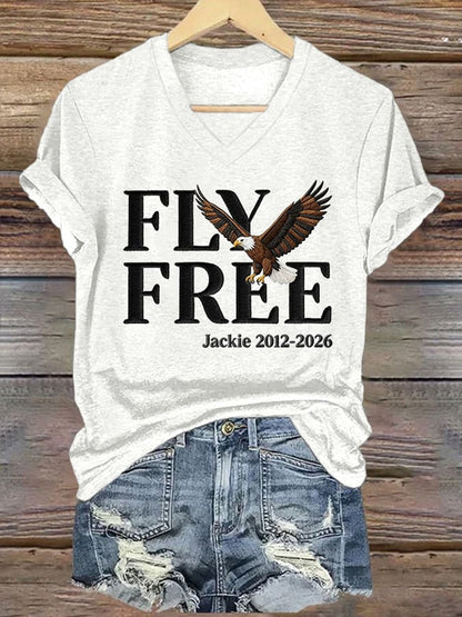 Women's Forever Big Bear Eagle Jackie V-neck T-shirt