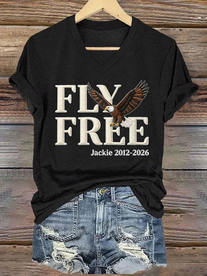 Women's Forever Big Bear Eagle Jackie V-neck T-shirt