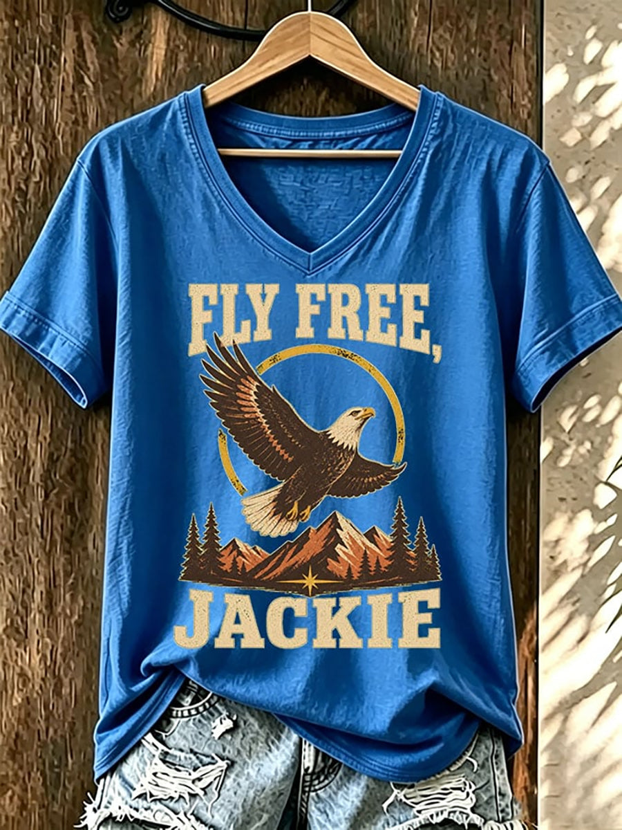 Women's Forever Big Bear Eagle Jackie V-neck T-shirt