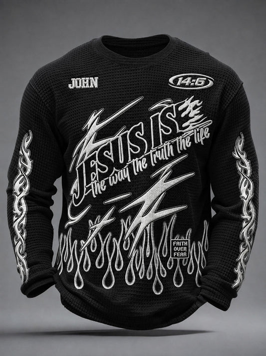 Men's The Way The Truth And The Life Waffle Long Sleeve T-Shirt