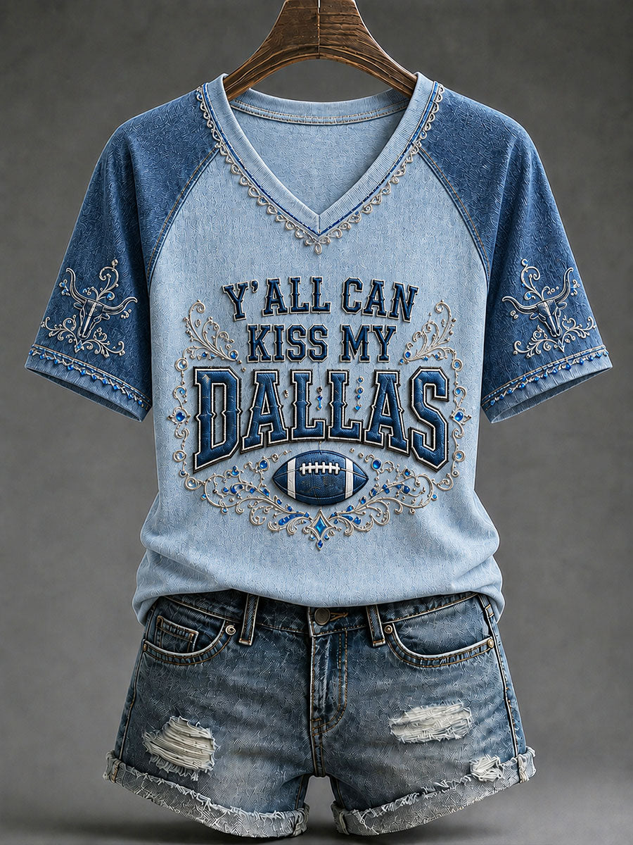 Women's Game Day Football Print Casual T-Shirt