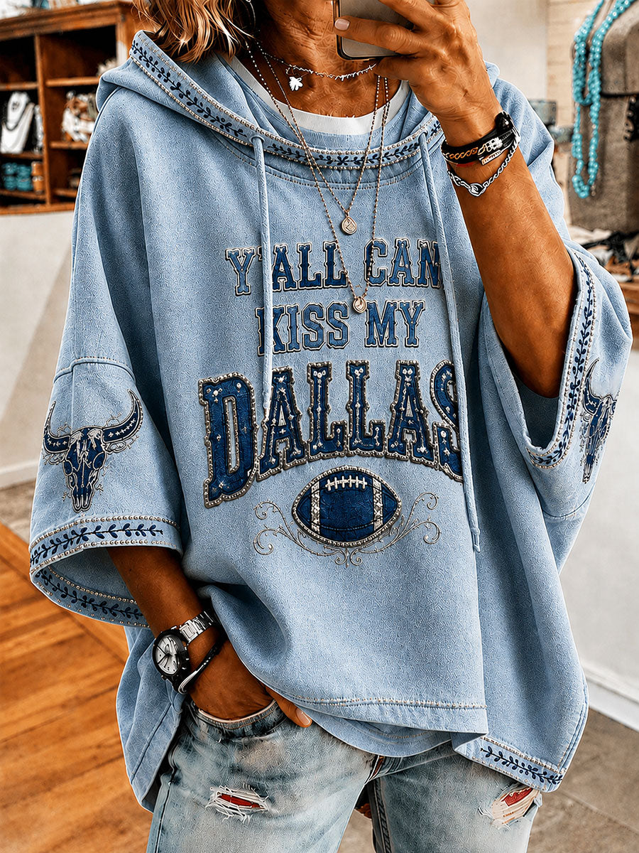 Women’s Game Day Football Print Casual Short-Sleeve Hoodie