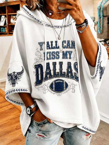 Women’s Game Day Football Print Casual Short-Sleeve Hoodie