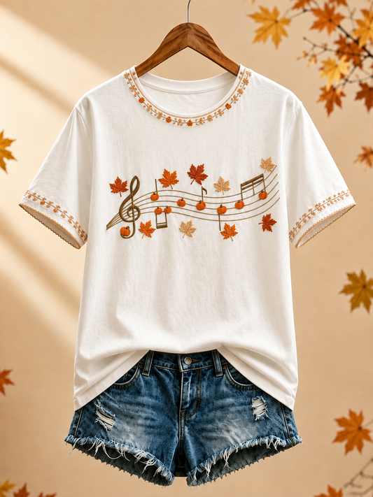 Women's Autumn Music Printed short-sleeved T-shirt