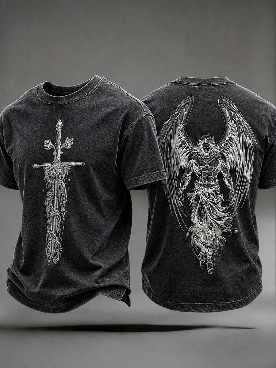 Men's Saint Michael The Archangel Print Short Sleeves T-shirt
