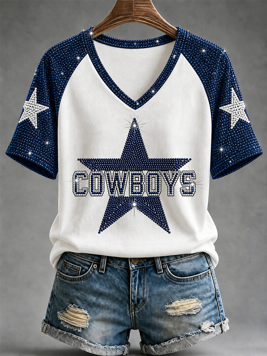 Women's  Football Gameday Gift For Football Fans V-Neck Tee