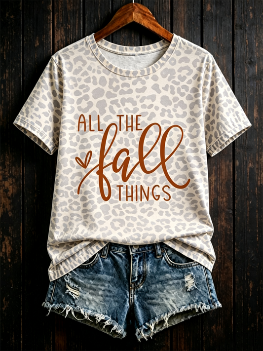 Women's All the FALL THINGS Printed short-sleeved T-shirt
