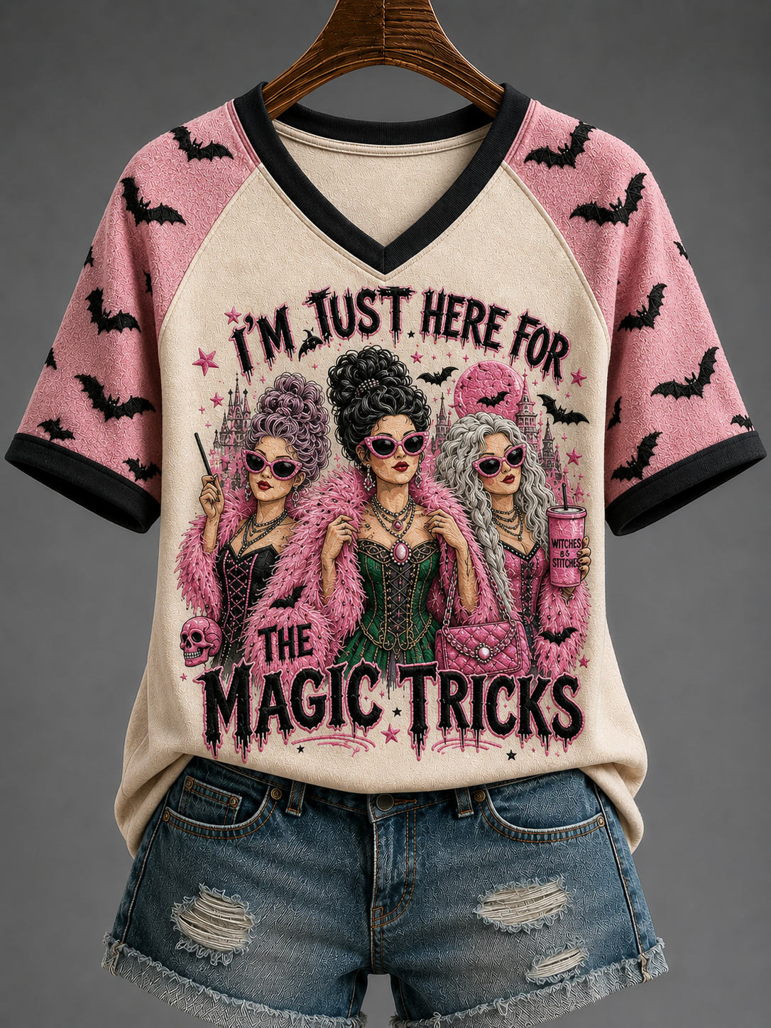 Women's It’s Just A Bunch Of Magic Tricks V-neck Off-shoulder Short-sleeved T-shirt