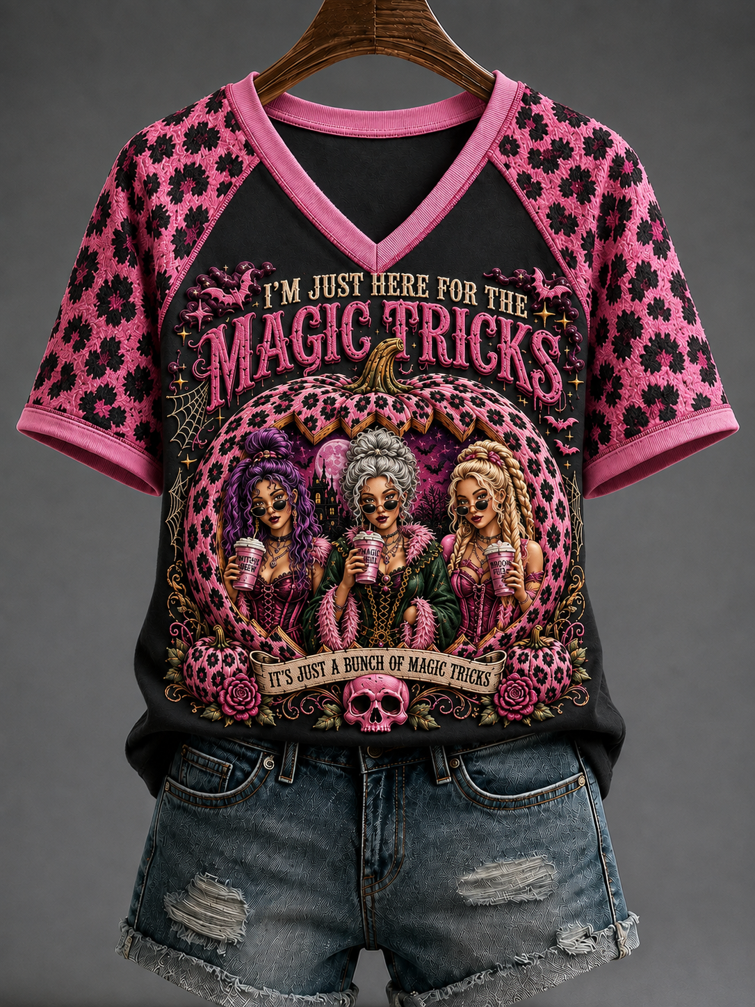 Women's It’s Just A Bunch Of Magic Tricks V-neck Off-shoulder Short-sleeved T-shirt