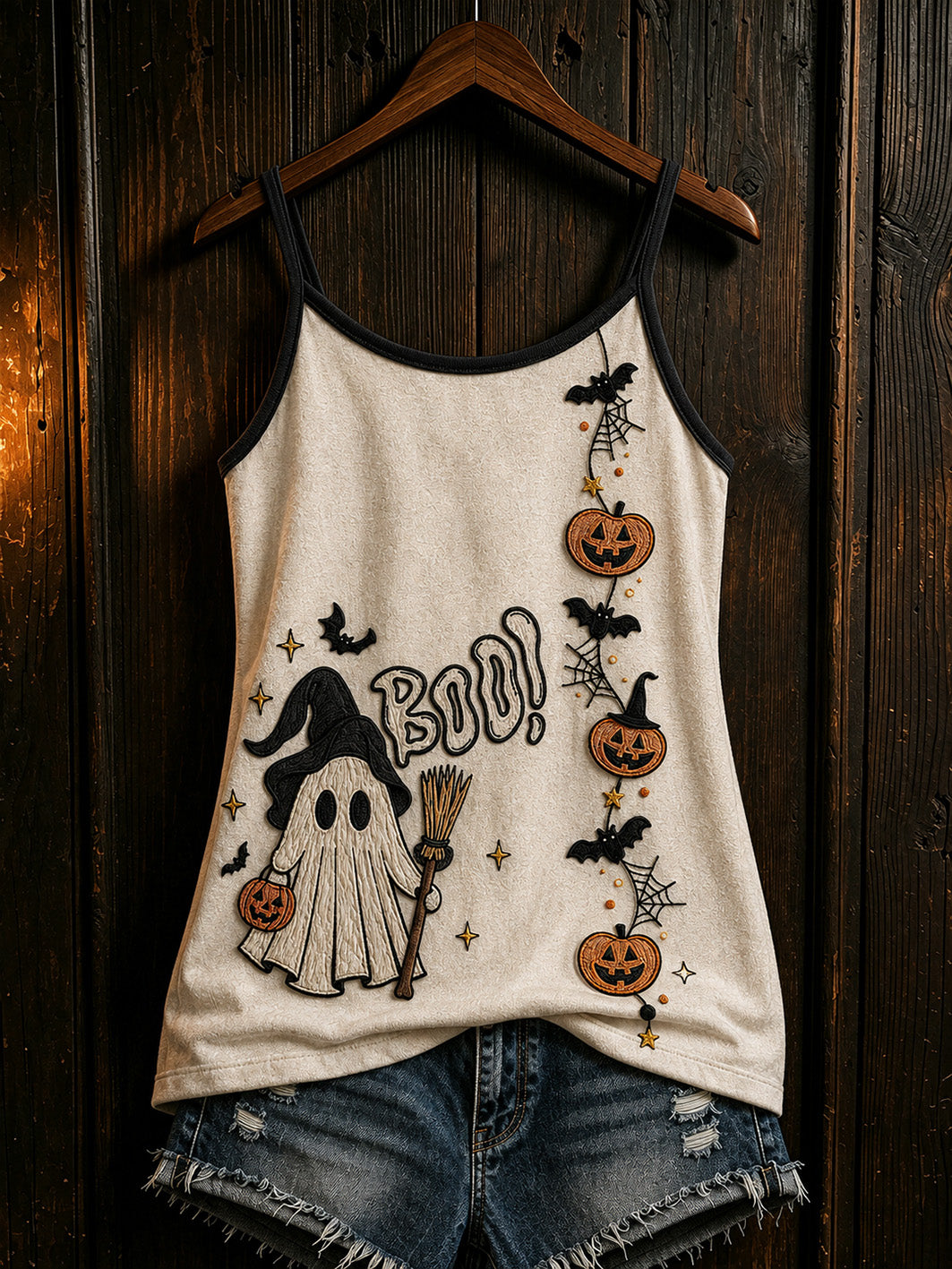 Women's Halloween Cute BOO Pattern Printed Casual Vest