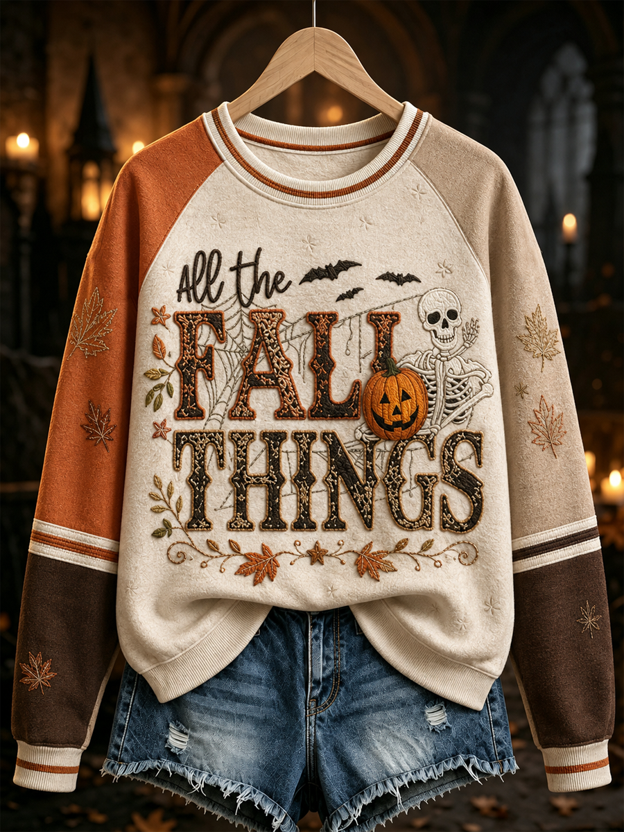 Women's All the FALL THINGS Printed raglan sleeve sweatshirt