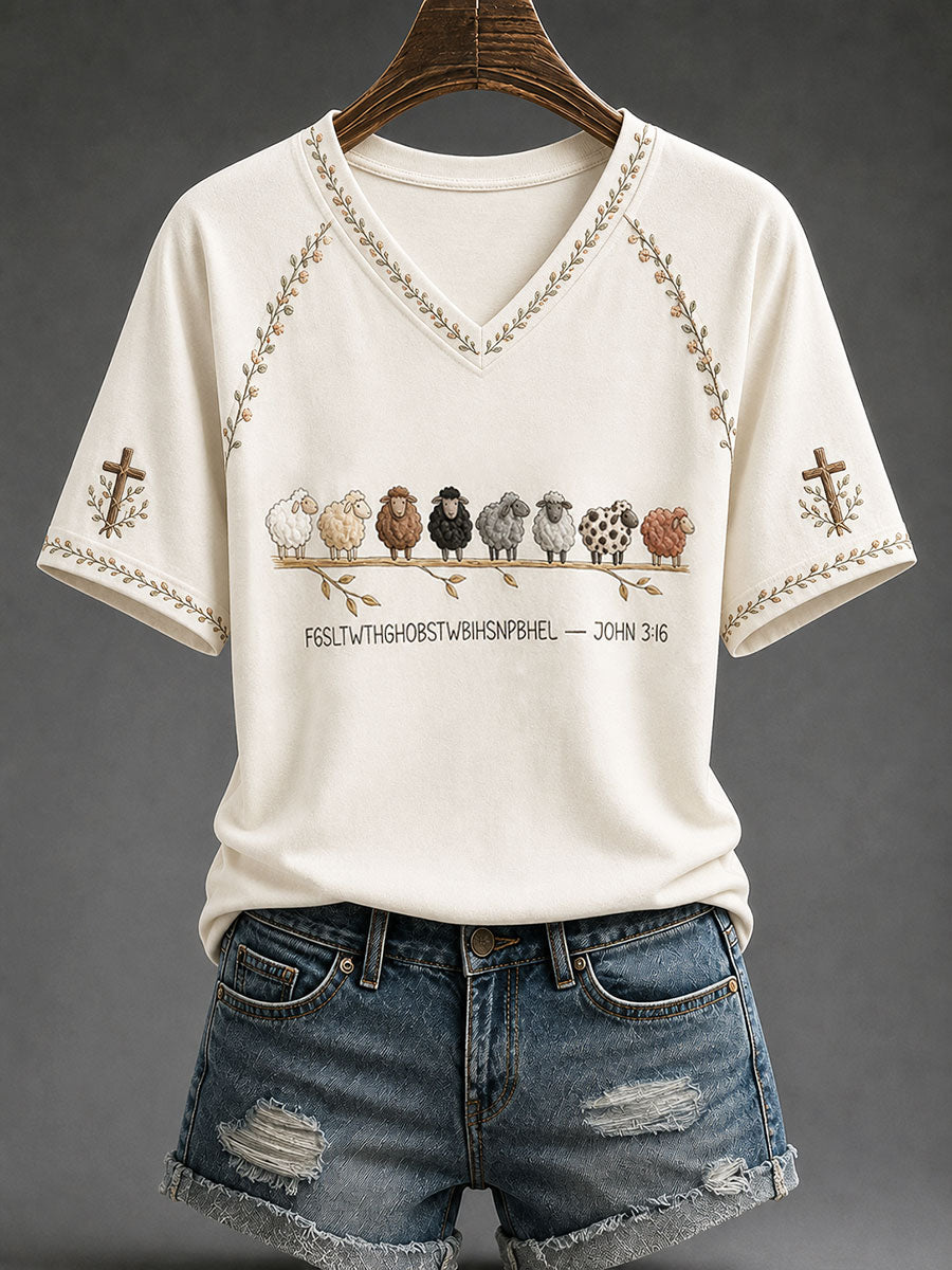 Women's Faith John 3:16 Christian Casual T-shirt