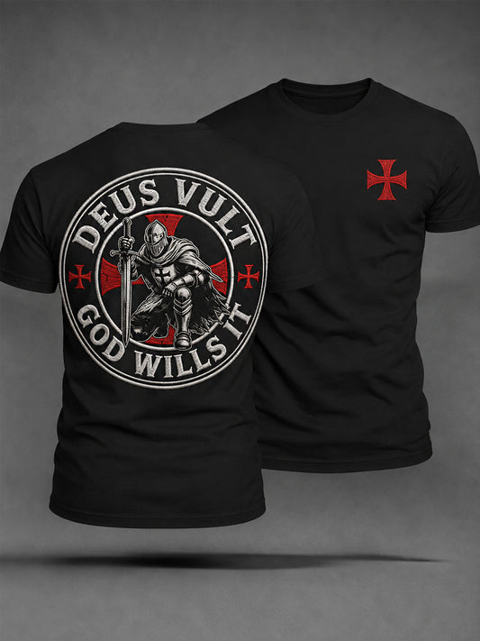 Men's Deus Vult God Wills It Print Casual Tee