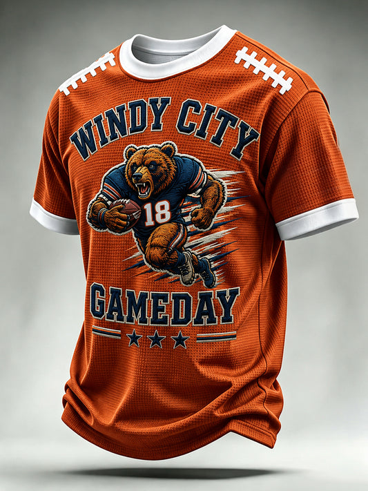 Men's Football Gameday Gift For Football Fans Casual Waffle Tee