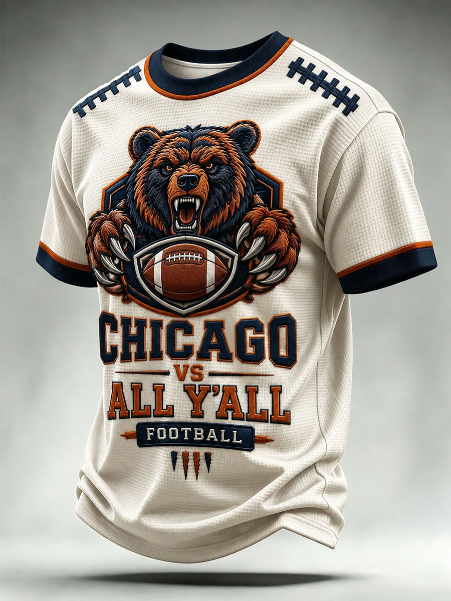 Men's Football Gameday Gift For Football Fans Casual Waffle Tee