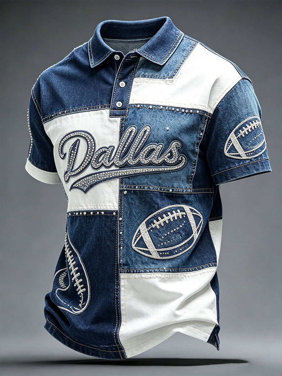 Men's Football Gameday Gift For Football Fans Casual Polo Shirt