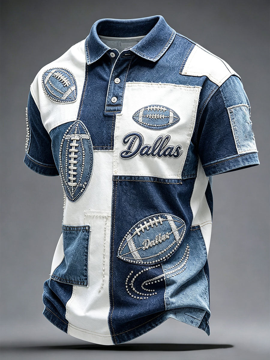 Men's Football Gameday Gift For Football Fans Casual Polo Shirt