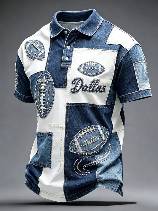 Men's Football Gameday Gift For Football Fans Casual Polo Shirt