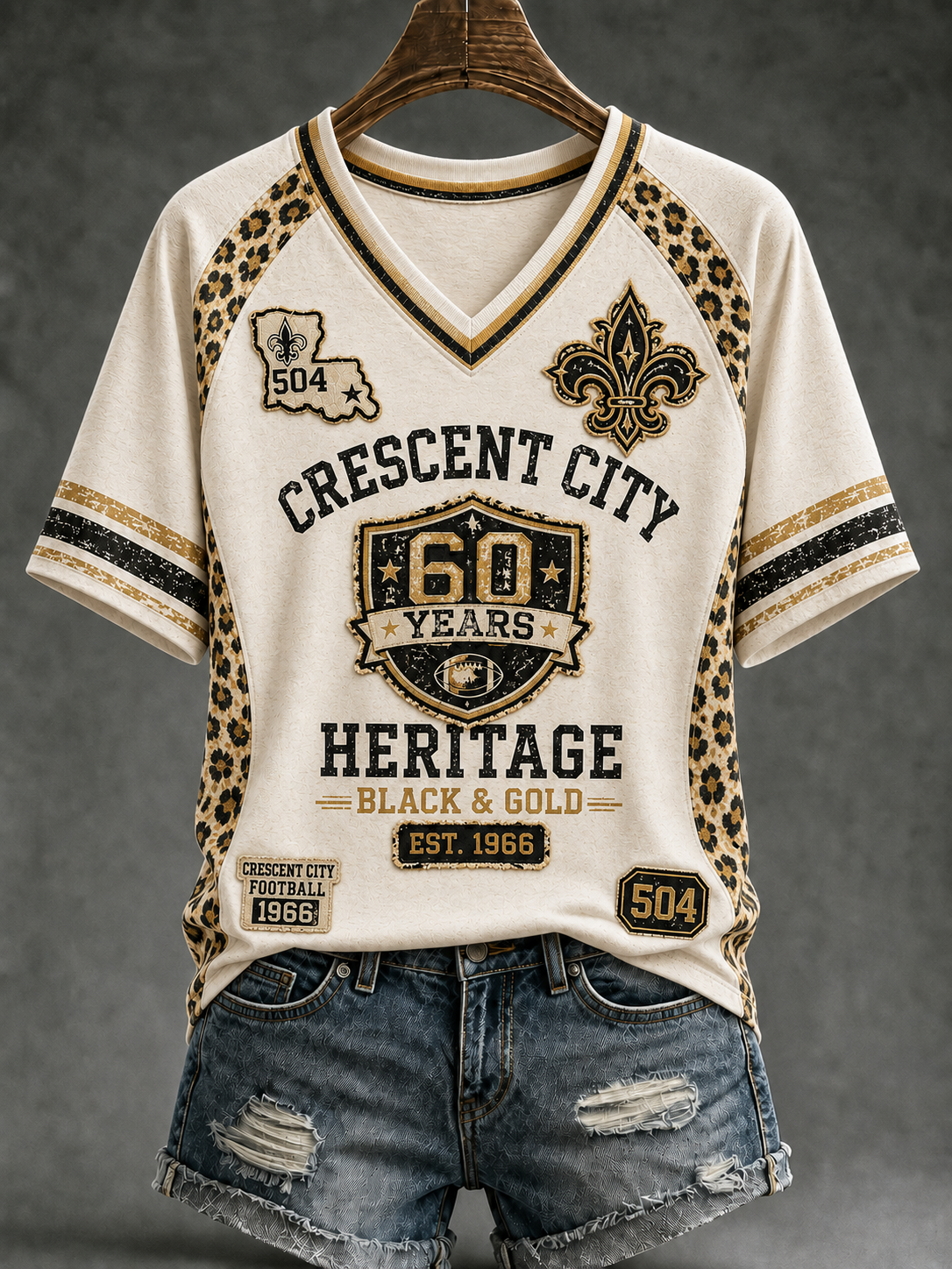 Women's New Orleans Saints V-Neck Off-Shoulder Short-Sleeved T-Shirt