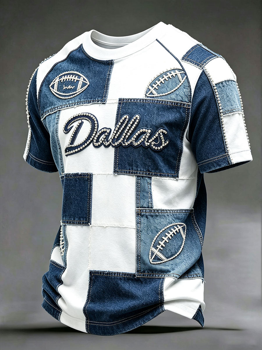 Men's Football Gameday Gift For Football Fans Casual Short Sleeve T-shirt
