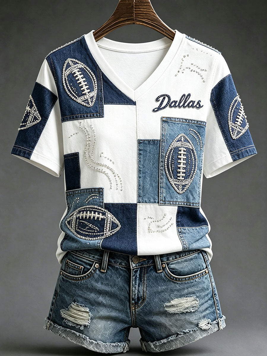 Women's Football Gameday Gift For Football Fans Casual Short-sleeved T-shirt