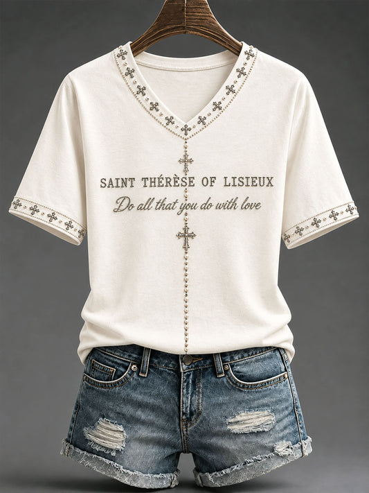 Women's St. Thérèse of Lisieux Catholic Faith Casual T-shirt