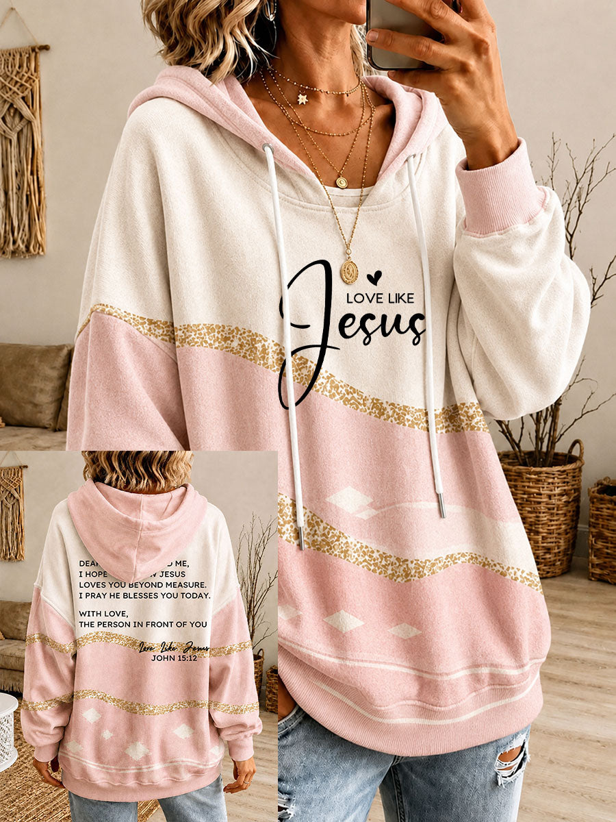 Women’s 'Love Like Jesus' Printed Casual Hoodie