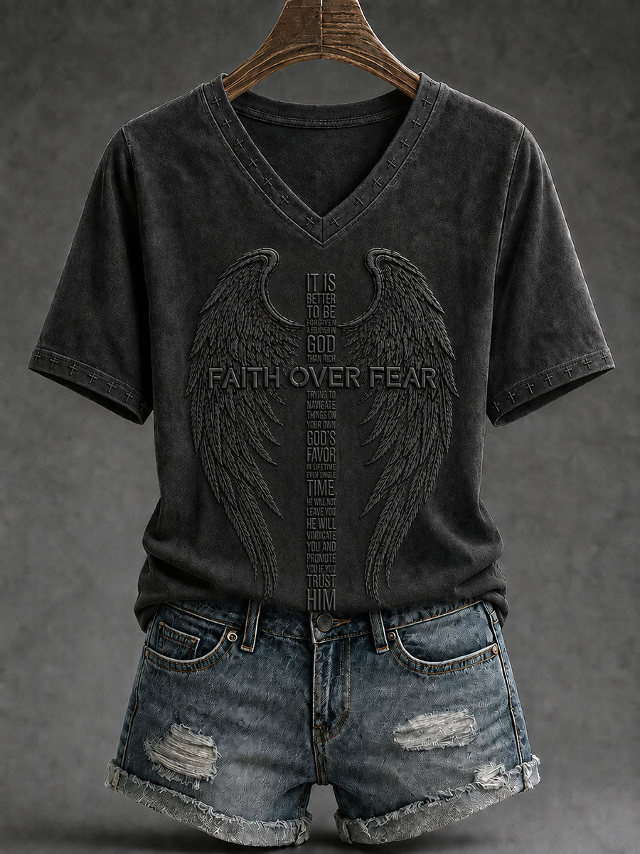 Women’s 'Faith Over Fear' Printed Casual T-Shirt