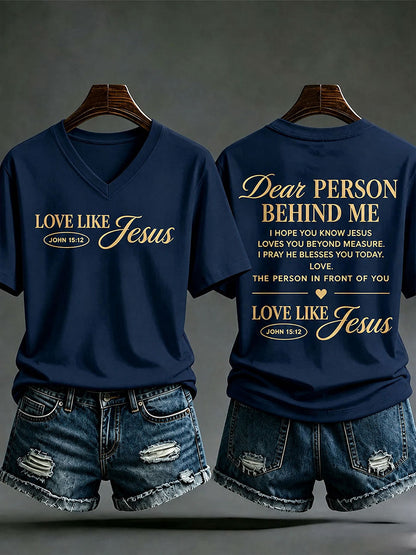 Women's Love Like Jesus Printed Casual T-Shirt
