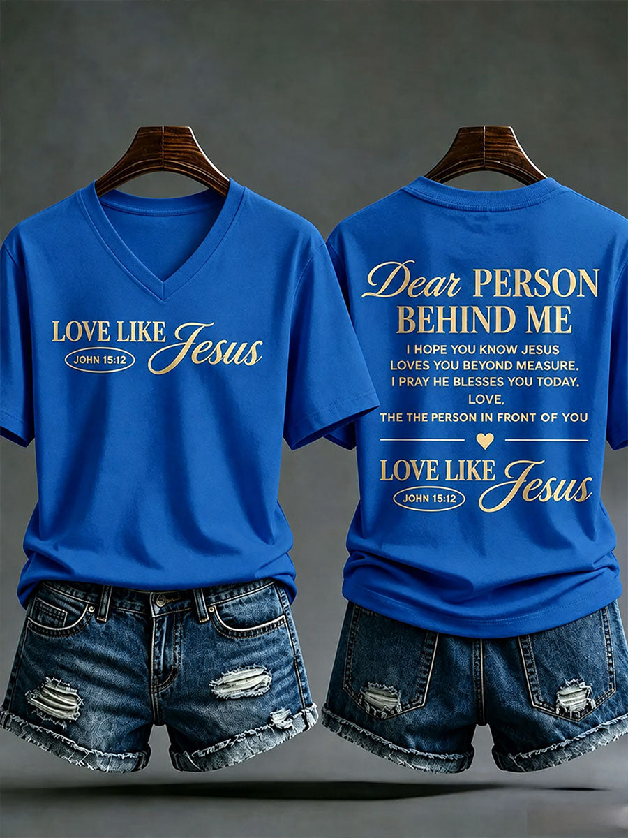Women's Love Like Jesus Printed Casual T-Shirt