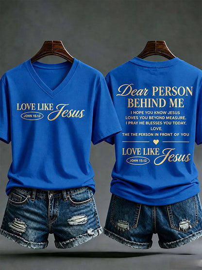 Women's Love Like Jesus Printed Casual T-Shirt