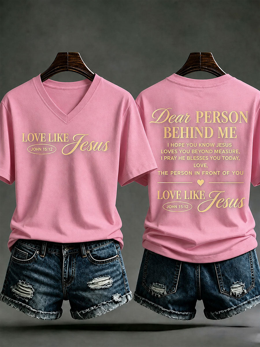 Women's Love Like Jesus Printed Casual T-Shirt