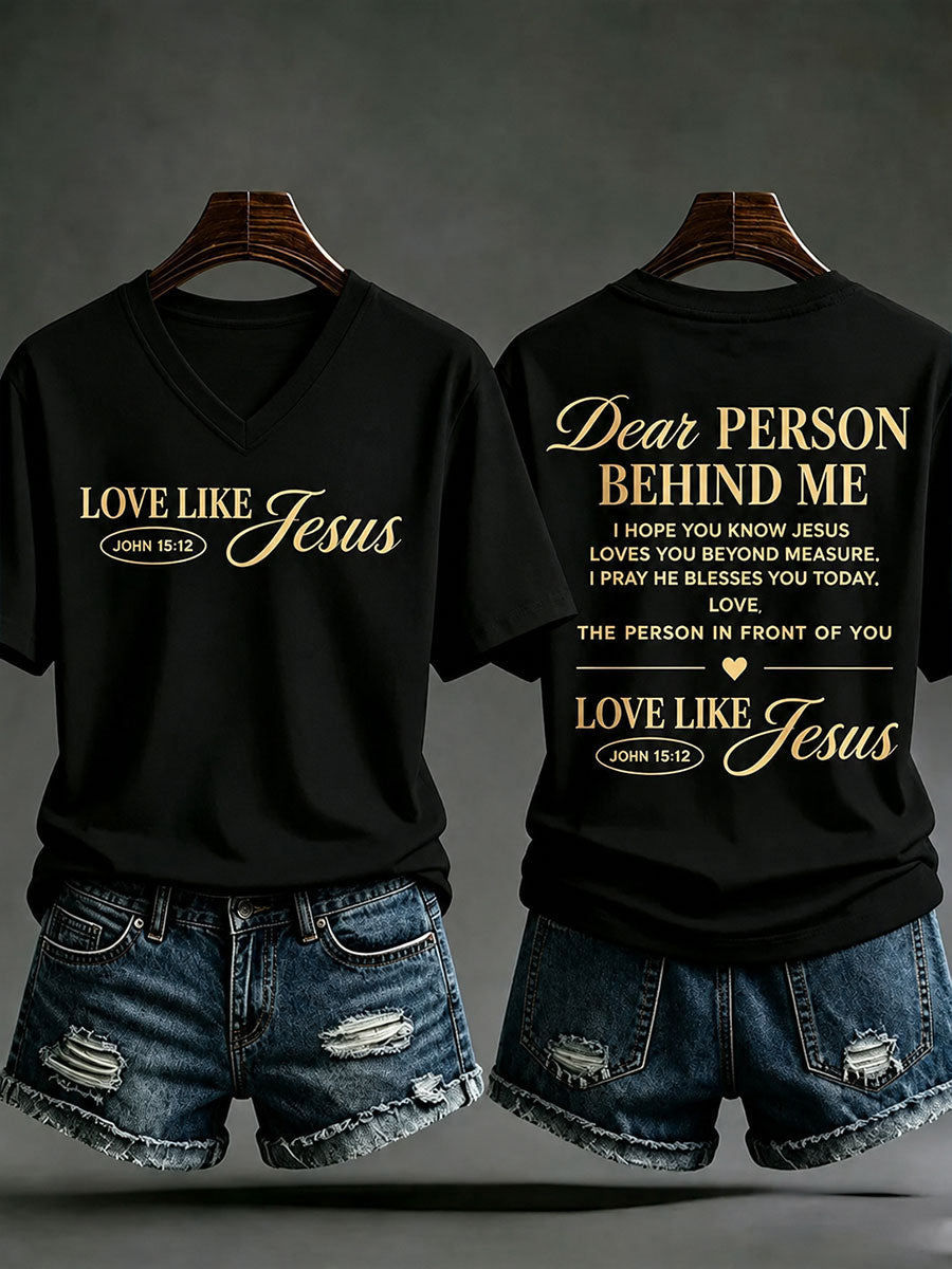 Women's Love Like Jesus Printed Casual T-Shirt